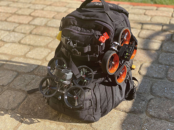 photography backpack with gear and cinewhoop drones