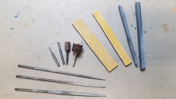 carbide cutters needle files and homemade sanding sticks with sandpaper