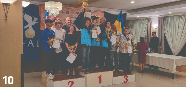 Junior Team podium. Junior Team winner Romania (center); Team USA (L), second place; and Ukraine (R), third place. 