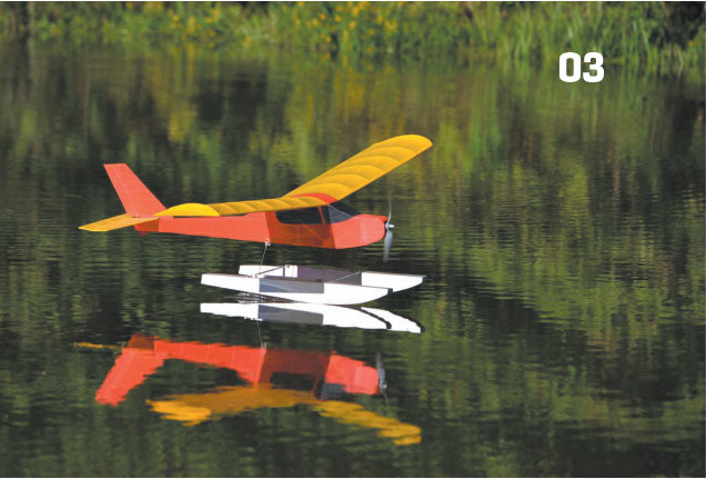Fred Reese’s Electric Kitten is a lightweight model that seemingly flies in slow motion. The plans include float details and are available, along with a short kit, from the Flying Models Plan Store. 