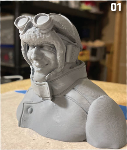  Here is the pilot figure as it arrived from Real Model Pilots. The 3D-printing left horizontal lines. 