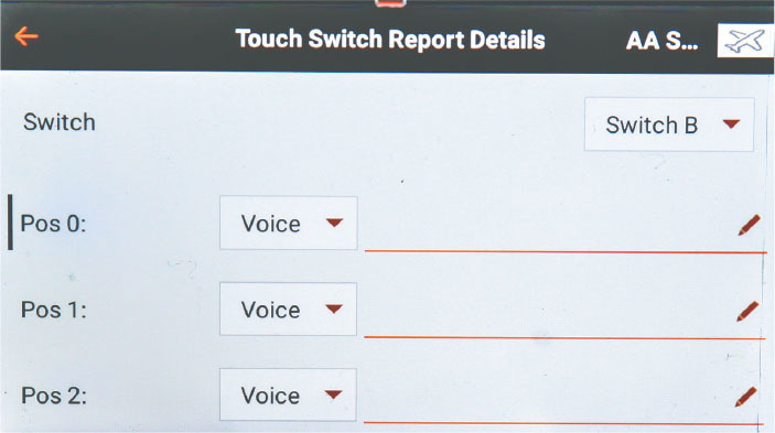 This touch report is ready to be defined. The author assigned it to switch B, and by touching the red line, it brought up a QWERTY keyboard to define what he wanted it to say for each position. 