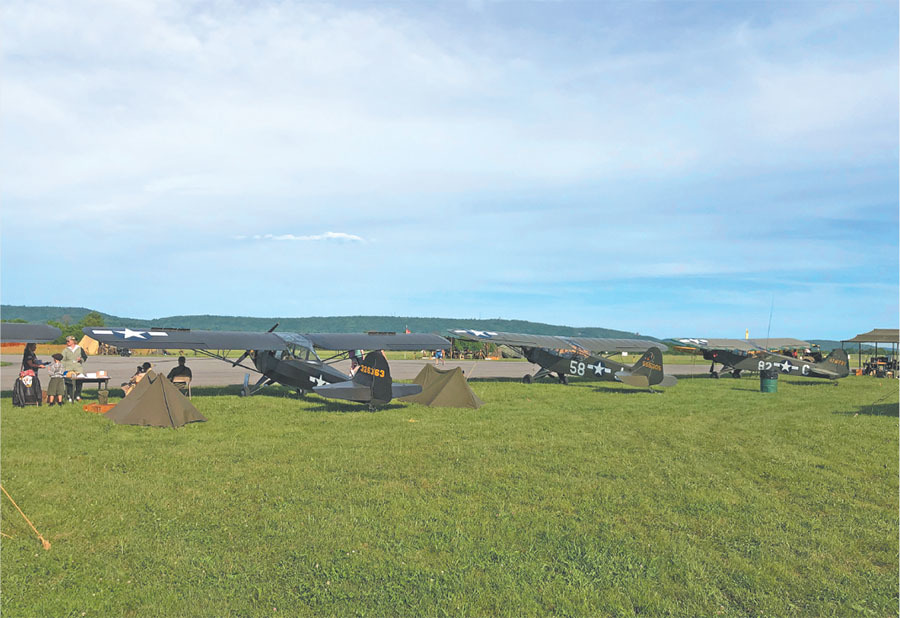 Several L aircraft, including three Taylorcraft L-2Ms, the author’s Piper L-4, and an Aeronca L-16, participated in the Mid-Atlantic Air Museum’s WW II Weekend. 