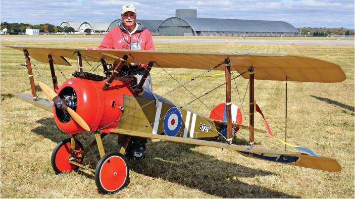 Jim Ellis’ award-winning, 1/2-scale Sopwith Camel is powered by a Valach 420cc five-cylinder radial engine swinging a 40 × 20 propeller. 
