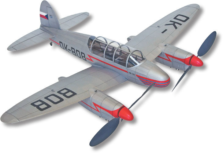 This 35.5-inch Hodel HK-101 can handle a lot of rubber with long nacelles and the 10.5-inch homemade propellers. 