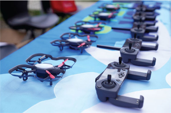 So that everybody had an opportunity to fly a drone at the event, the FAA provided these palm-sized quads—and plenty of batteries—for people to take a turn at the sticks. 