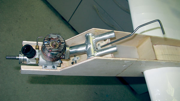 This is a side view of the muffler system that Michael used in the model.