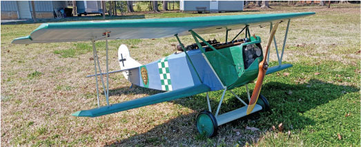 Steve’s D.VII is powered by an EME 60 gas engine. Scale models need as much weight up front as they can get. 