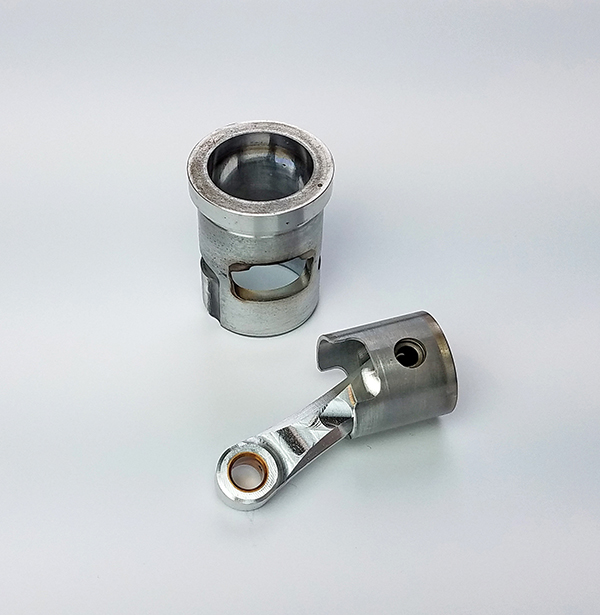 this is a modern al si alloy piston from a jett qm40 pylon racing engine
