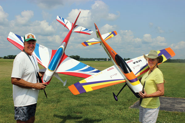 Mike and Jean Greear are only the second married couple to compete at the Nats, making the trip many times from their home in California. Flying in RC Aerobatics, Mike performed well in Advanced, and Jean triumphed in Intermediate.