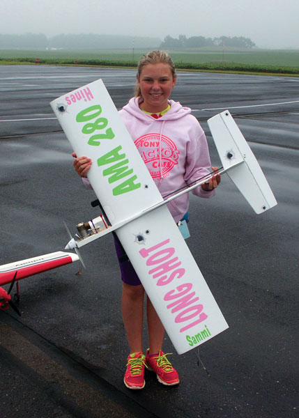 Samantha Hines won the Junior division in CL Aerobatics, flying this Bob Hunt-designed Long Shot. Bob expects she will be a force to be reckoned with in years to come.