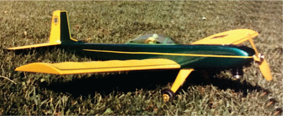 Len Rozamus sent a photo of his 1970s-era Bridi T-10 powered by an O. S. 10FSR engine. The model was later converted to a less successful high-wing version. 