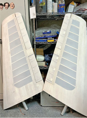 The finished and covered Me 163 wing panels. 