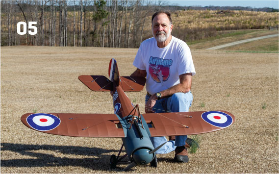 05. This 1/4-scale Bristol M1C from Seagull Models is so pretty that it’s like a piece of art in the air, but it’s a challenging airplane too. The author mixes in easier models between flights. 