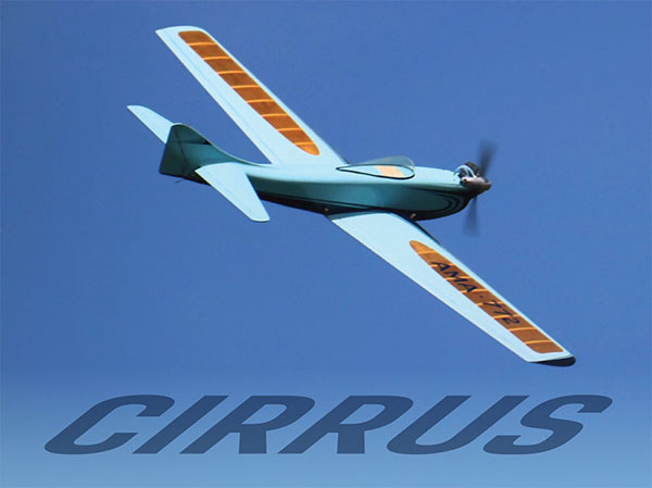 The Cirrus makes a slow, banking "beauty pass." The large, 74-inch wingspan looks impressive for a vintage Pattern design.