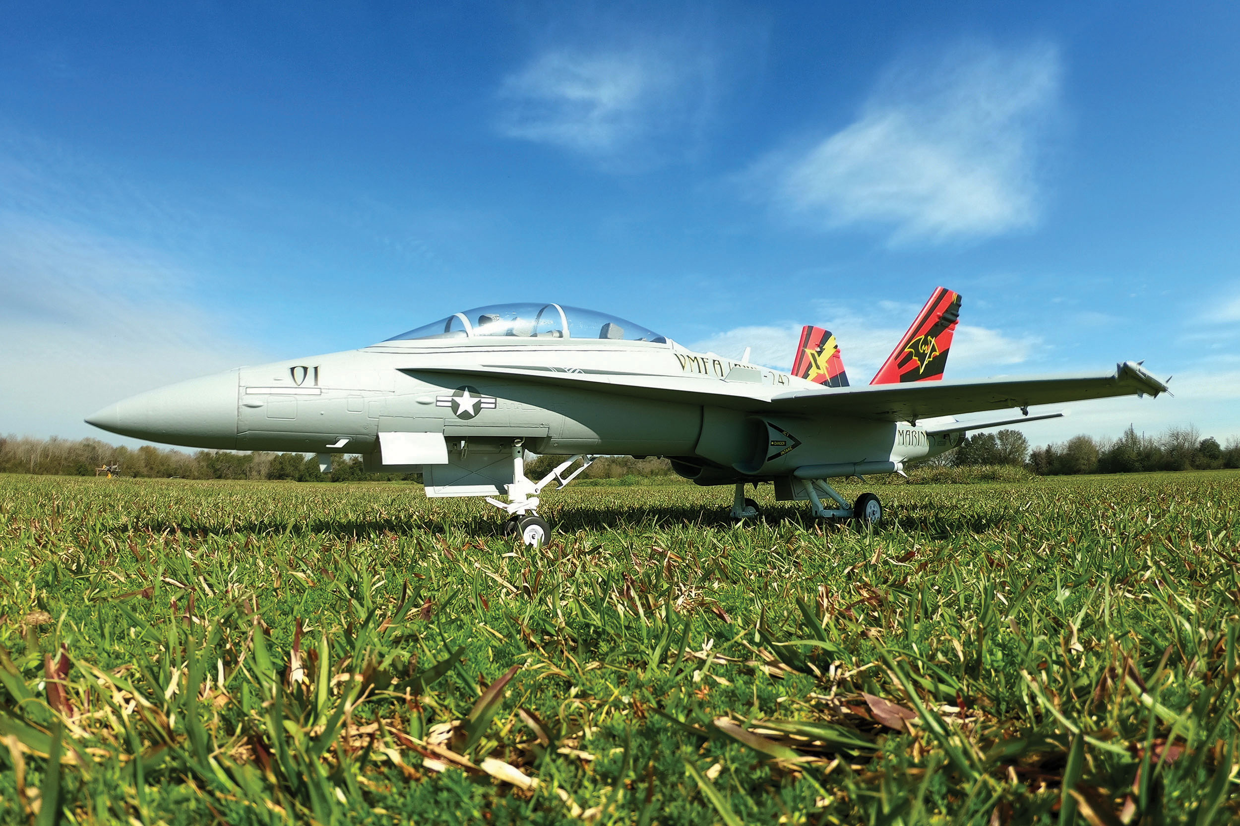 the author has flown the f 18 from a grass field