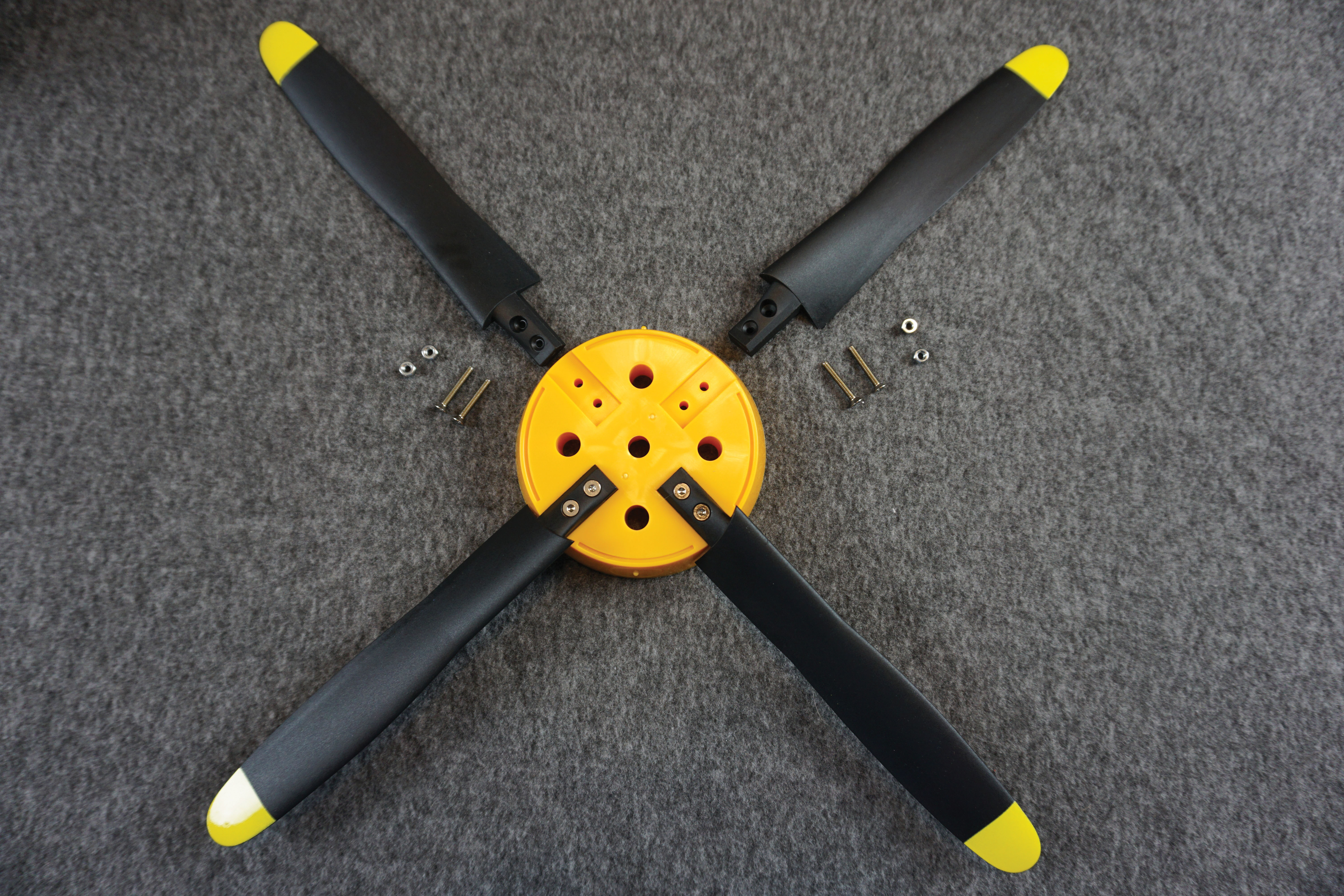 the semiscale four blade propeller requires only minor assembly