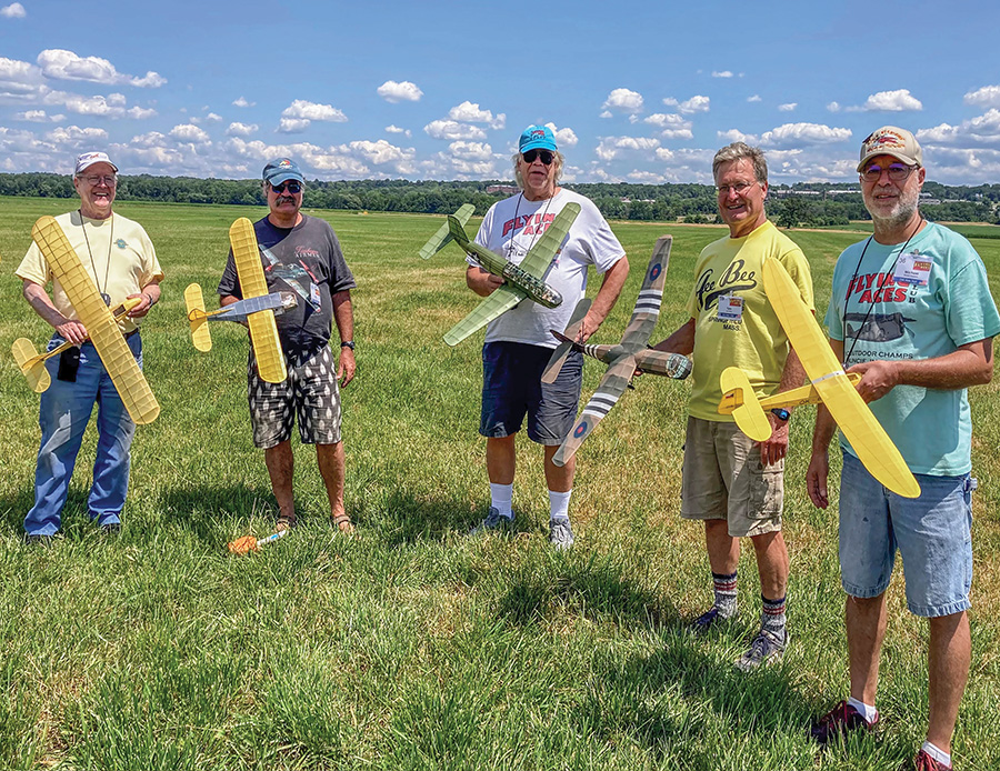 There was lots of action in the FAC Scale Glider event, where the contestants can choose either towline or hi-start to loft their aircraft. Photo by John Rood. 