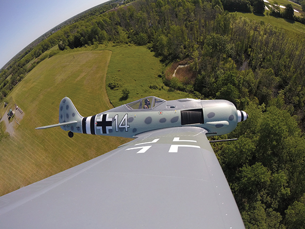 an onboard camera on the wing of the fw 190a captures