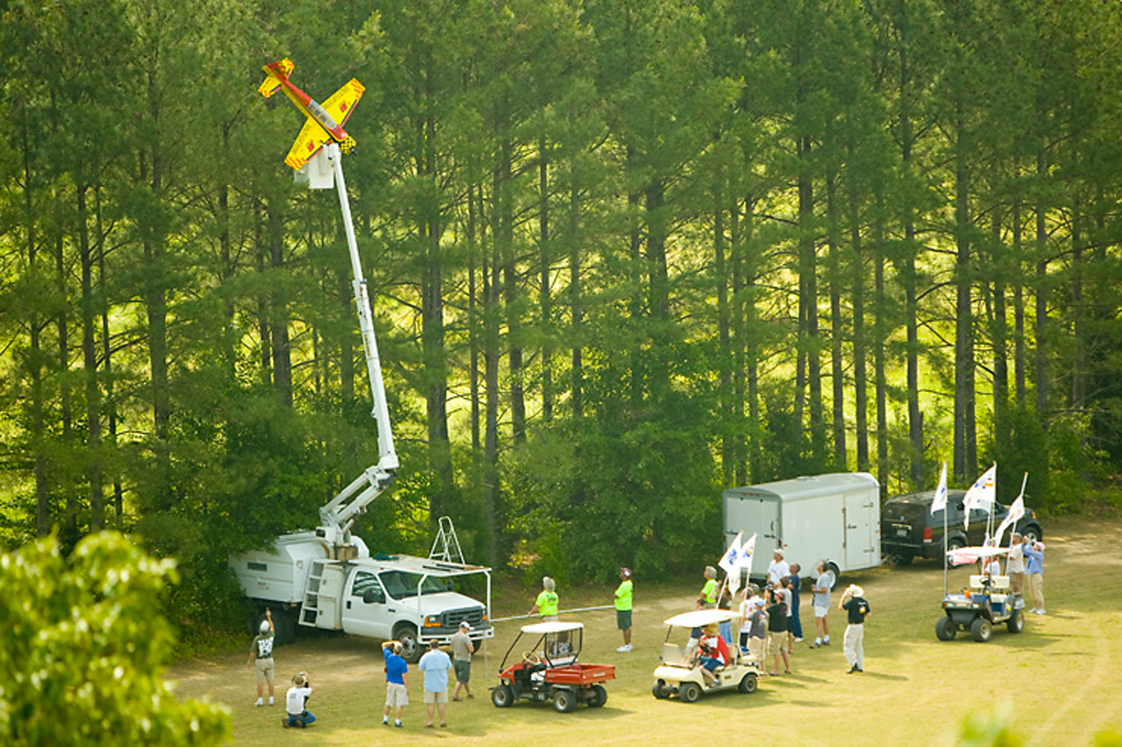 Getting airplanes out of trees is an art form at Triple Tree. The author was present for this airplane extrication.
