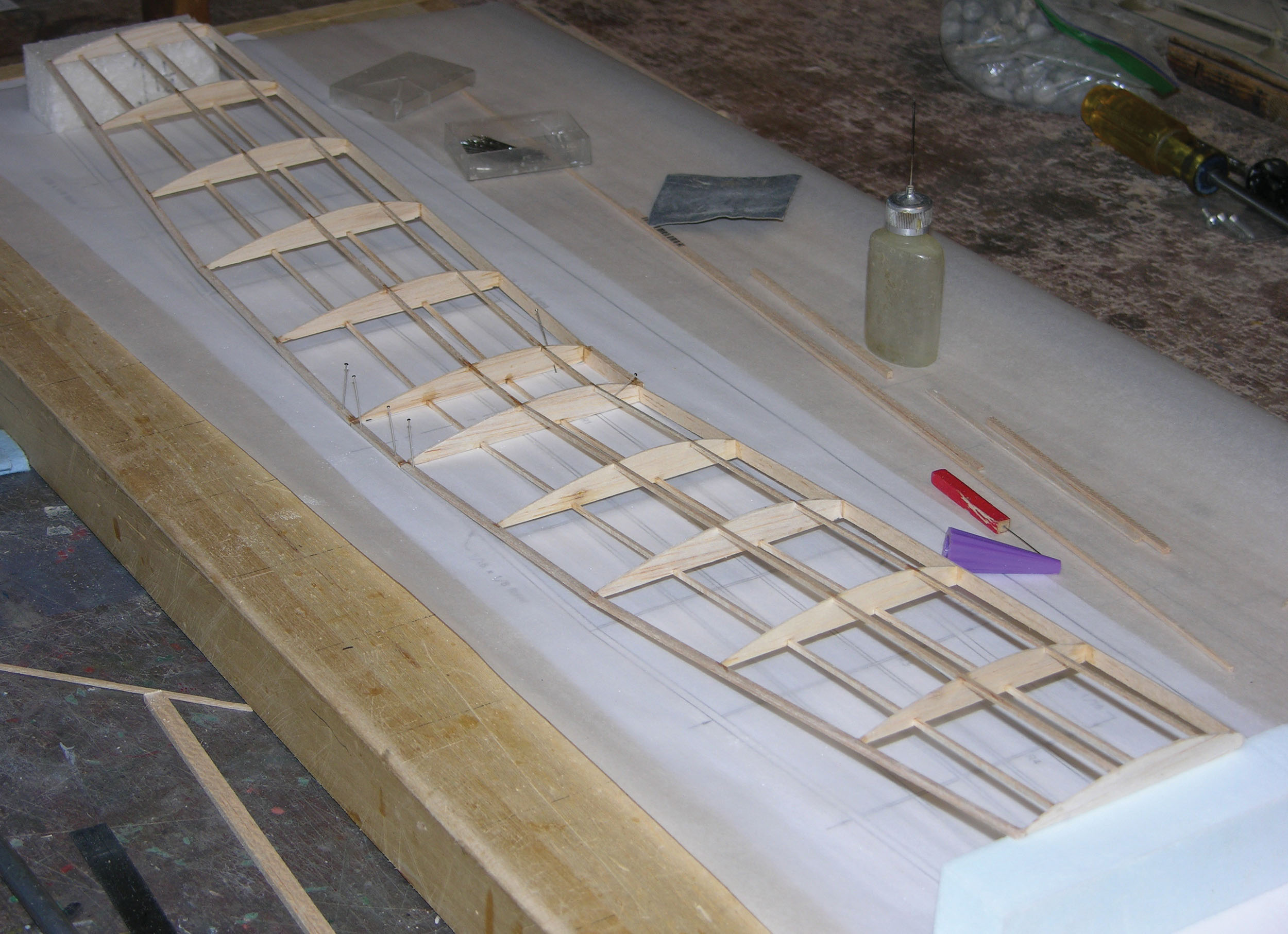 the wing panels are joined at the center by blocking