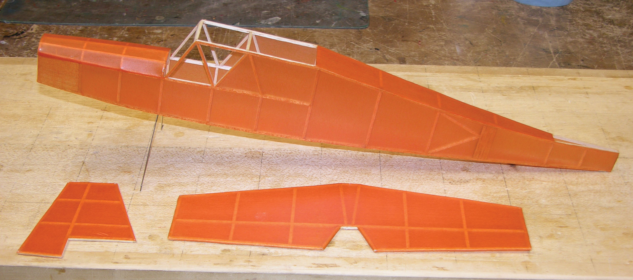 the fuselage is covered using the same techniques