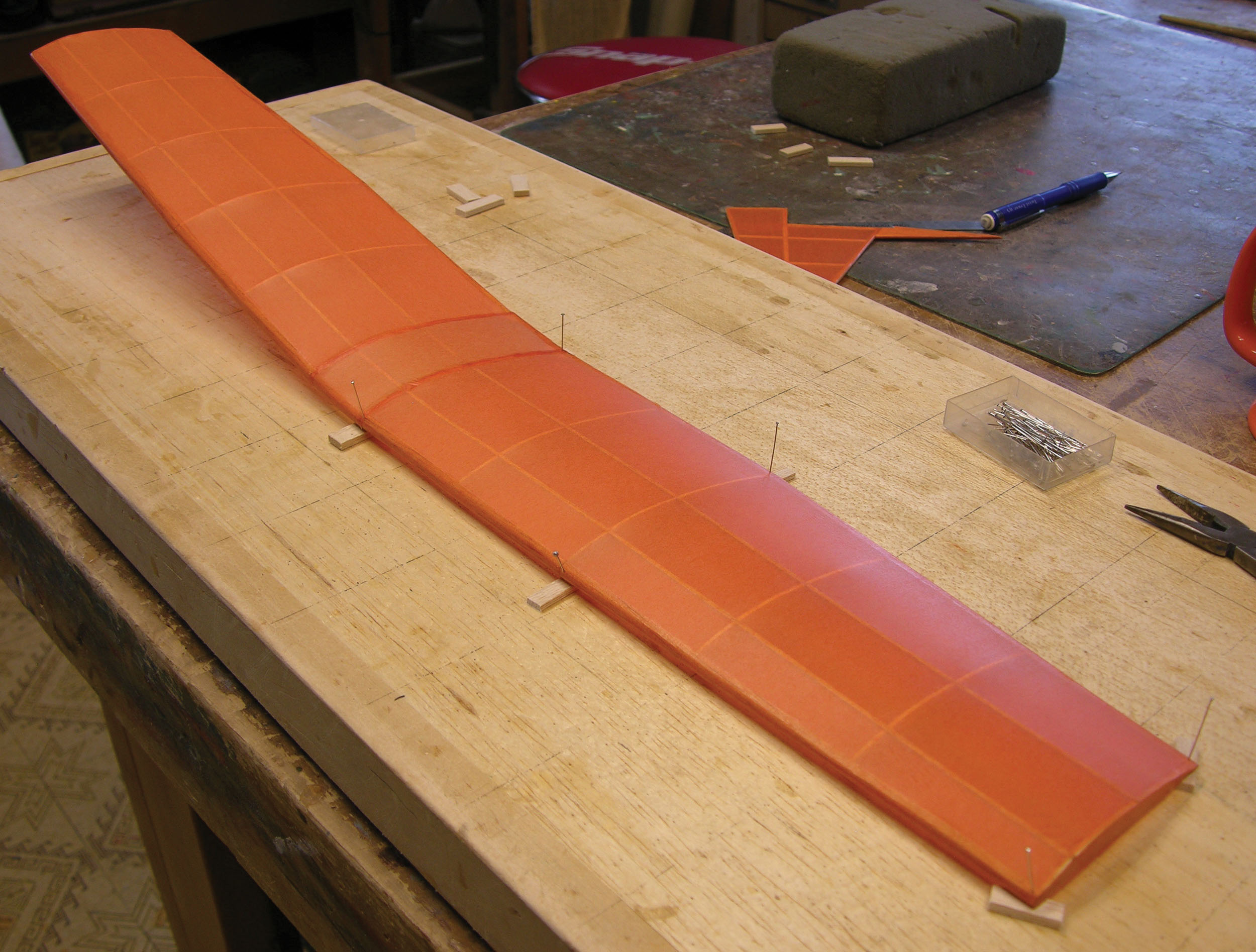 with all of the covering in place on the wing